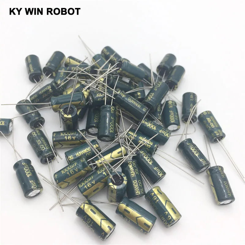 50PCS Aluminum Capacitors 1000uF 108 20% 8*16mm 16V 1000000nF 1000000000pF Diameter8mm