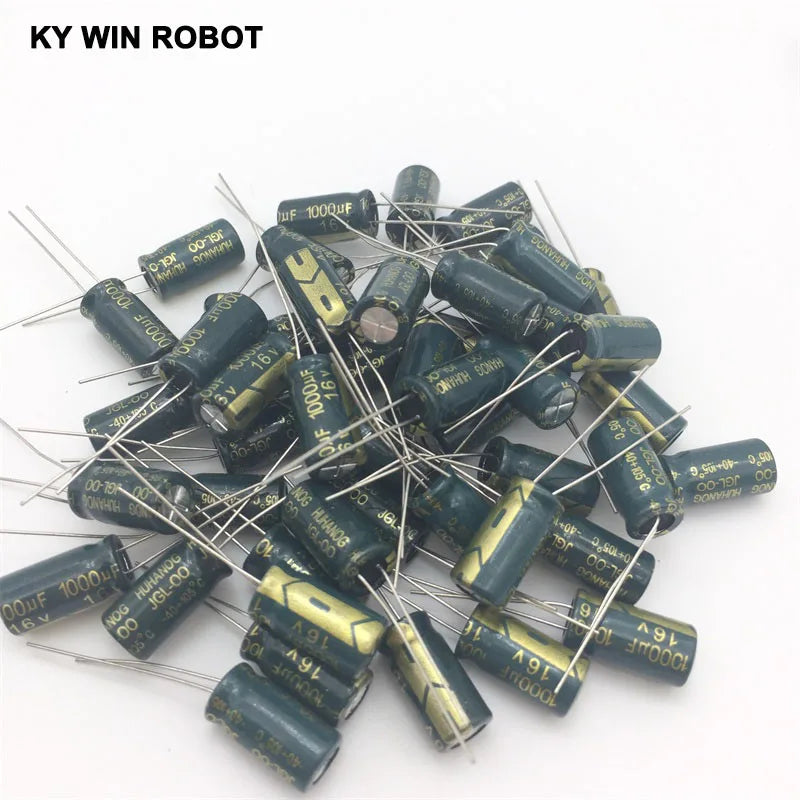 50PCS Aluminum Capacitors 1000uF 108 20% 8*16mm 16V 1000000nF 1000000000pF Diameter8mm