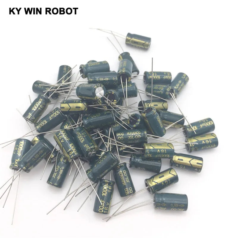 50PCS Aluminum Capacitors 1000uF 108 20% 8*16mm 16V 1000000nF 1000000000pF Diameter8mm