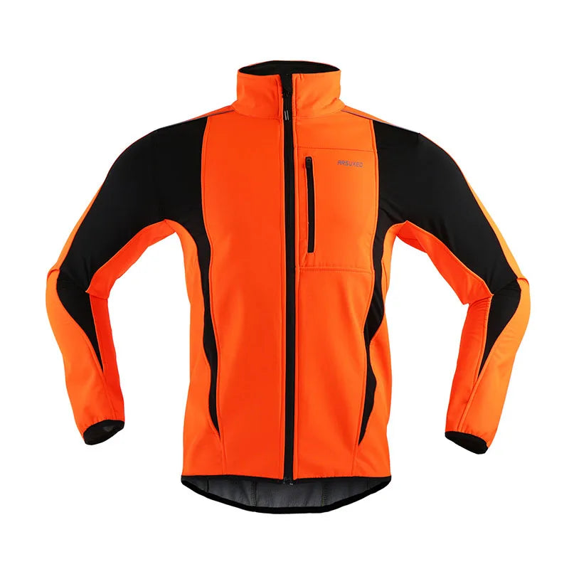 ARSUXEO Men's Warm Cycling Jacket Fleece Bike Jersey Windproof Waterproof Softshell Coat Bicycle Clothing Motorcycle Raincoat