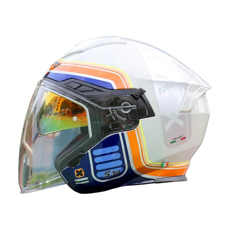 Motorax S30 Dual Visor Half Helmet Summer Riding Safety Helmet for Men and Women
