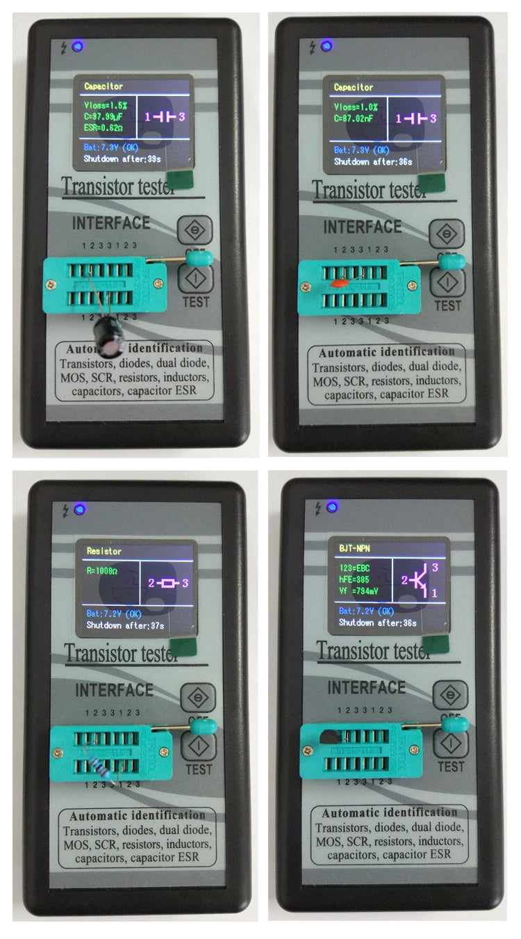 Mosfet Transistor Capacitor Tester M328 NPN PNP Transistor Diode Resistor Inductor Capacitance MOS SCR ESR Meter