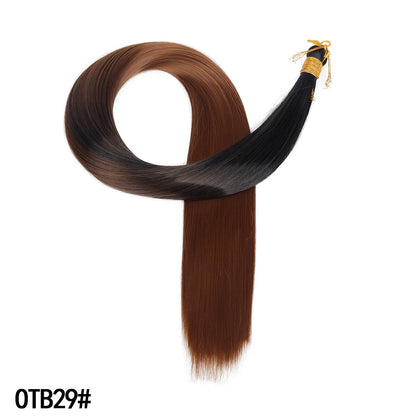 Wholesale Dyed Long Straight Hair Wigs Machine Double Weft High Temperature Fiber Braided Bulk Hair Bundle 150g