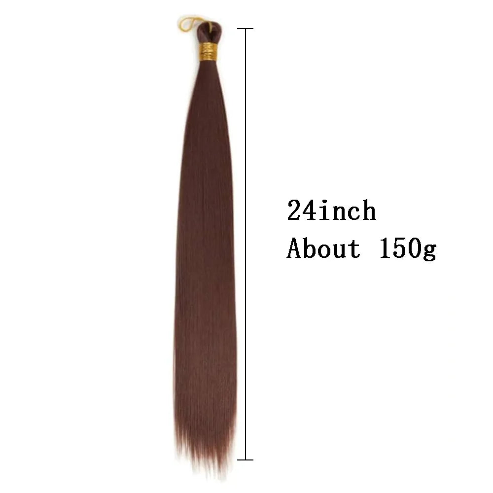 Wholesale Dyed Long Straight Hair Wigs Machine Double Weft High Temperature Fiber Braided Bulk Hair Bundle 150g