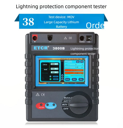 ETCR 3800B Lightning Protection Component Tester - MOV Voltage Sensitive Resistor Tester - SPD Electrical Surge Protector