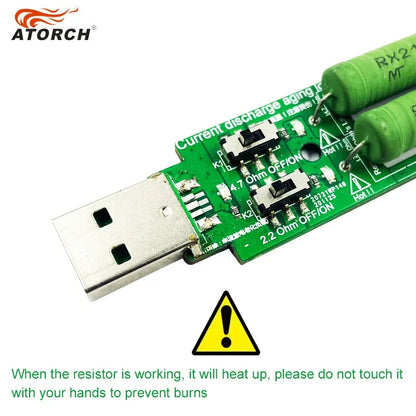 USB Resistor DC Electronic Load 2 Switch Adjustable Current 5V 1A/2A/3A Battery Capacity Voltage Discharge Resistance Tester