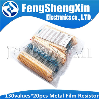 130Values X20pcs=2600pcs 1/4W 0.25W 1% Metal Film Resistors Assorted Pack Kit 1R~3M  Resistors Assortment Kits Fixed capacitors