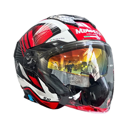 Motorax S30 Dual Visor Half Helmet Summer Riding Safety Helmet for Men and Women