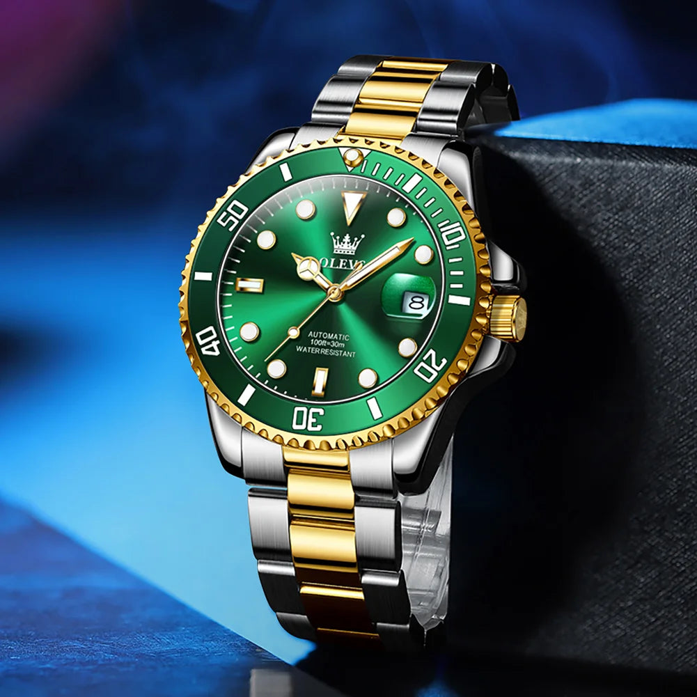 OLEVS 6650 Luxury Automatic Watch Men Mechanical Movement Waterproof Sports Top Brand Stainless Steel Wristwatch Reloj Hombre