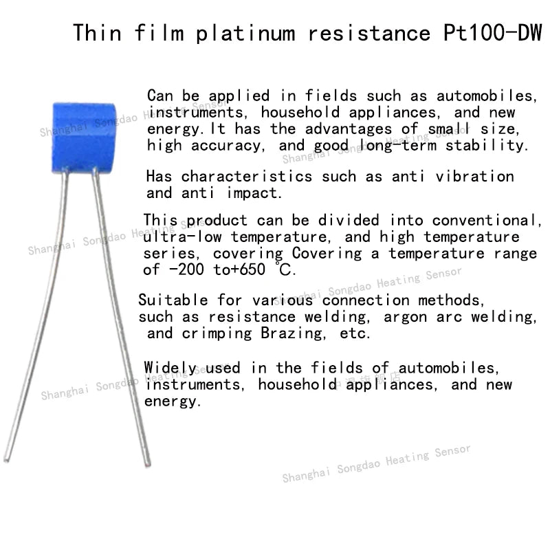 PT100 Thin Film Platinum Resistance Temperature Measurement Chip B-class A-class Temperature Sensor element with High Precision