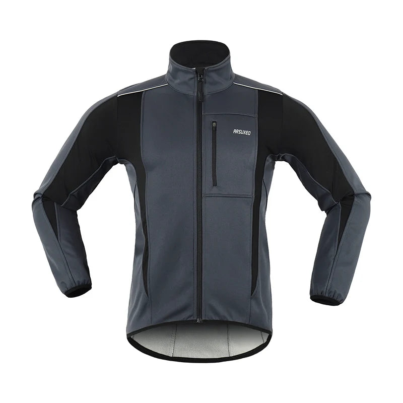 ARSUXEO Men's Warm Cycling Jacket Fleece Bike Jersey Windproof Waterproof Softshell Coat Bicycle Clothing Motorcycle Raincoat