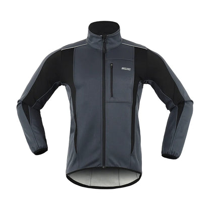 ARSUXEO Men's Warm Cycling Jacket Fleece Bike Jersey Windproof Waterproof Softshell Coat Bicycle Clothing Motorcycle Raincoat