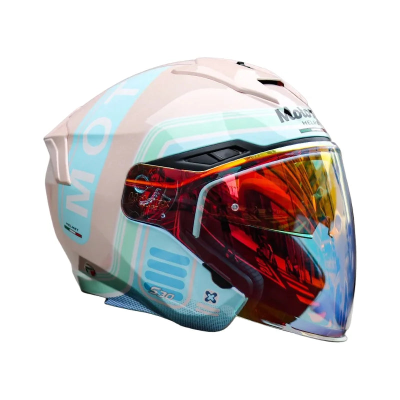 Motorax S30 Dual Visor Half Helmet Summer Riding Safety Helmet for Men and Women