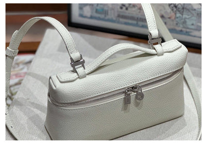 2024 New Lunch Box Bag Fashionable All-match Shoulder Bag Women's Top Layer Cowhide Crossbody Bag Business Commuter Hand-held Bag