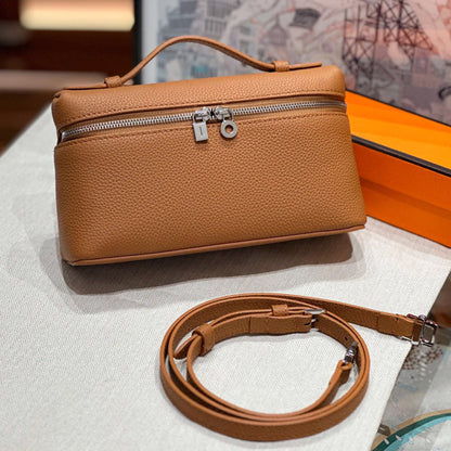 2024 New Lunch Box Bag Fashionable All-match Shoulder Bag Women's Top Layer Cowhide Crossbody Bag Business Commuter Hand-held Bag