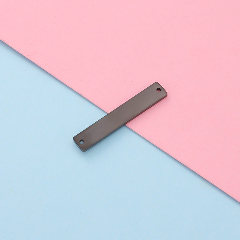 Spot Mirror Stainless Steel Rectangular Double Hole Connector Geometric Glossy Tag Can Be Engraved 1.5*6*35mm