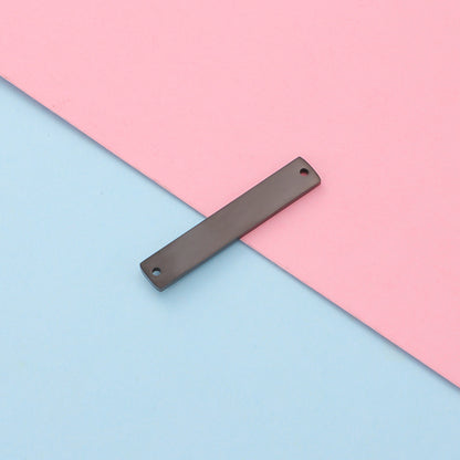 Spot Mirror Stainless Steel Rectangular Double Hole Connector Geometric Glossy Tag Can Be Engraved 1.5*6*35mm
