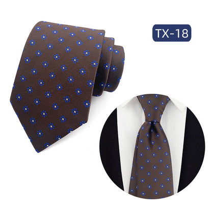 in stock wholesale men's tie jacquard yarn-dyed fabric small floral pattern business casual wedding groom tie