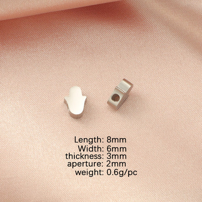 in stock Stainless Steel Mirror Hamsa Hand Small Hole Bead Accessories DIY Palm 1.8mm Aperture 6*8mm