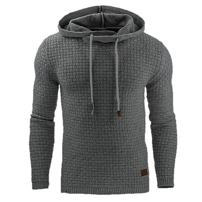 2018 autumn and winter new European and American men's jacquard sweater long sleeve hoodie warm color hooded sweatshirt jacket