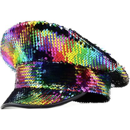 Cross-Border Rhinestone-Embellished Navy Hat, Punk Style Beret, Y2K Sun Protection Hat, Women's Large Brim Sunshade Baseball Cap
