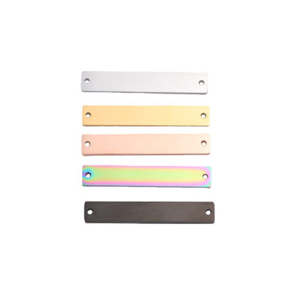 Spot Mirror Stainless Steel Rectangular Double Hole Connector Geometric Glossy Tag Can Be Engraved 1.5*6*35mm