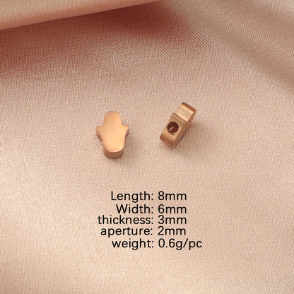 in stock Stainless Steel Mirror Hamsa Hand Small Hole Bead Accessories DIY Palm 1.8mm Aperture 6*8mm