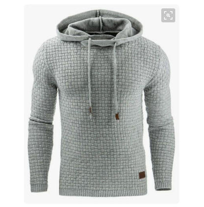 2018 autumn and winter new European and American men's jacquard sweater long sleeve hoodie warm color hooded sweatshirt jacket