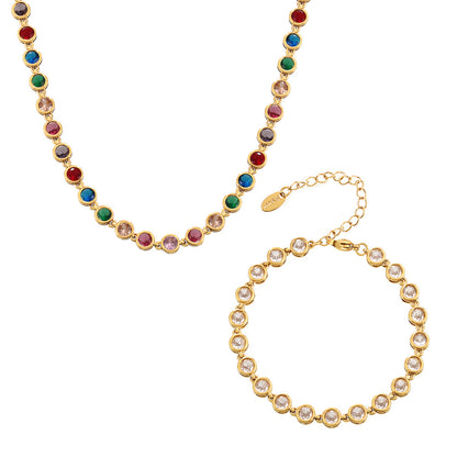 INS Internet Celebrity Bohemian Zircon Bracelet Simple Advanced Dopamine Necklace Advanced Temperament Jewelry suit