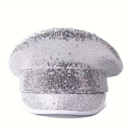 Cross-Border Rhinestone-Embellished Navy Hat, Punk Style Beret, Y2K Sun Protection Hat, Women's Large Brim Sunshade Baseball Cap