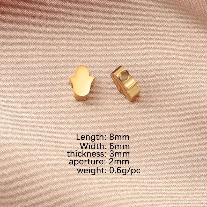 in stock Stainless Steel Mirror Hamsa Hand Small Hole Bead Accessories DIY Palm 1.8mm Aperture 6*8mm