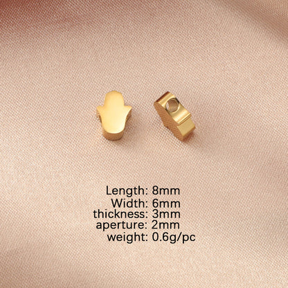 in stock Stainless Steel Mirror Hamsa Hand Small Hole Bead Accessories DIY Palm 1.8mm Aperture 6*8mm