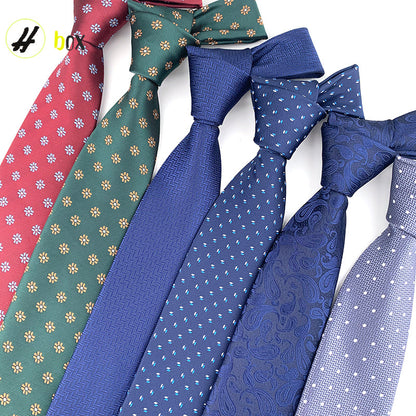 in stock wholesale men's tie jacquard yarn-dyed fabric small floral pattern business casual wedding groom tie