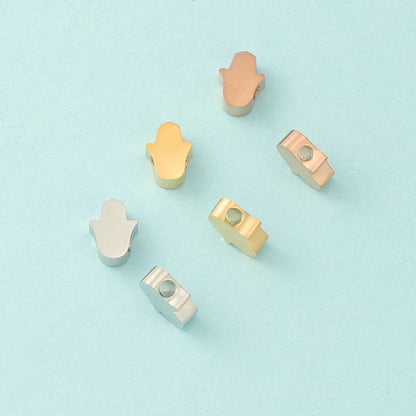 in stock Stainless Steel Mirror Hamsa Hand Small Hole Bead Accessories DIY Palm 1.8mm Aperture 6*8mm