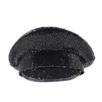 Cross-Border Rhinestone-Embellished Navy Hat, Punk Style Beret, Y2K Sun Protection Hat, Women's Large Brim Sunshade Baseball Cap