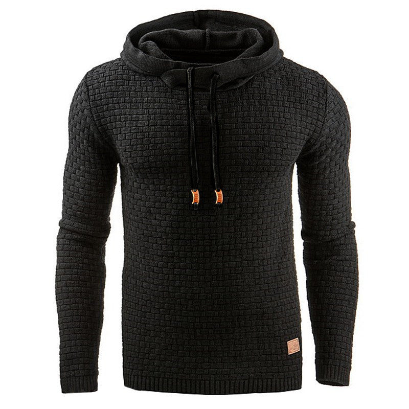 2018 autumn and winter new European and American men's jacquard sweater long sleeve hoodie warm color hooded sweatshirt jacket