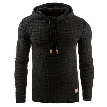 2018 autumn and winter new European and American men's jacquard sweater long sleeve hoodie warm color hooded sweatshirt jacket