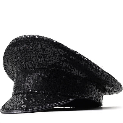 Cross-Border Rhinestone-Embellished Navy Hat, Punk Style Beret, Y2K Sun Protection Hat, Women's Large Brim Sunshade Baseball Cap