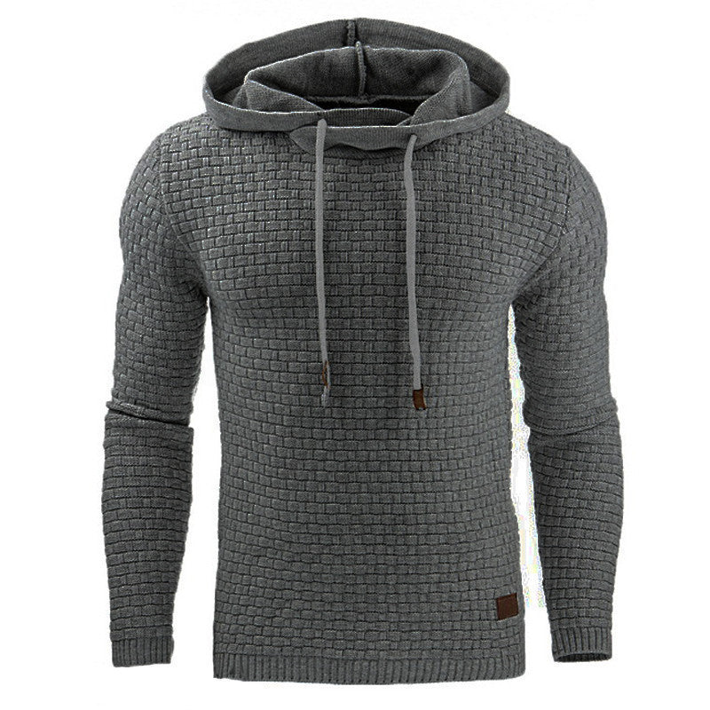 2018 autumn and winter new European and American men's jacquard sweater long sleeve hoodie warm color hooded sweatshirt jacket