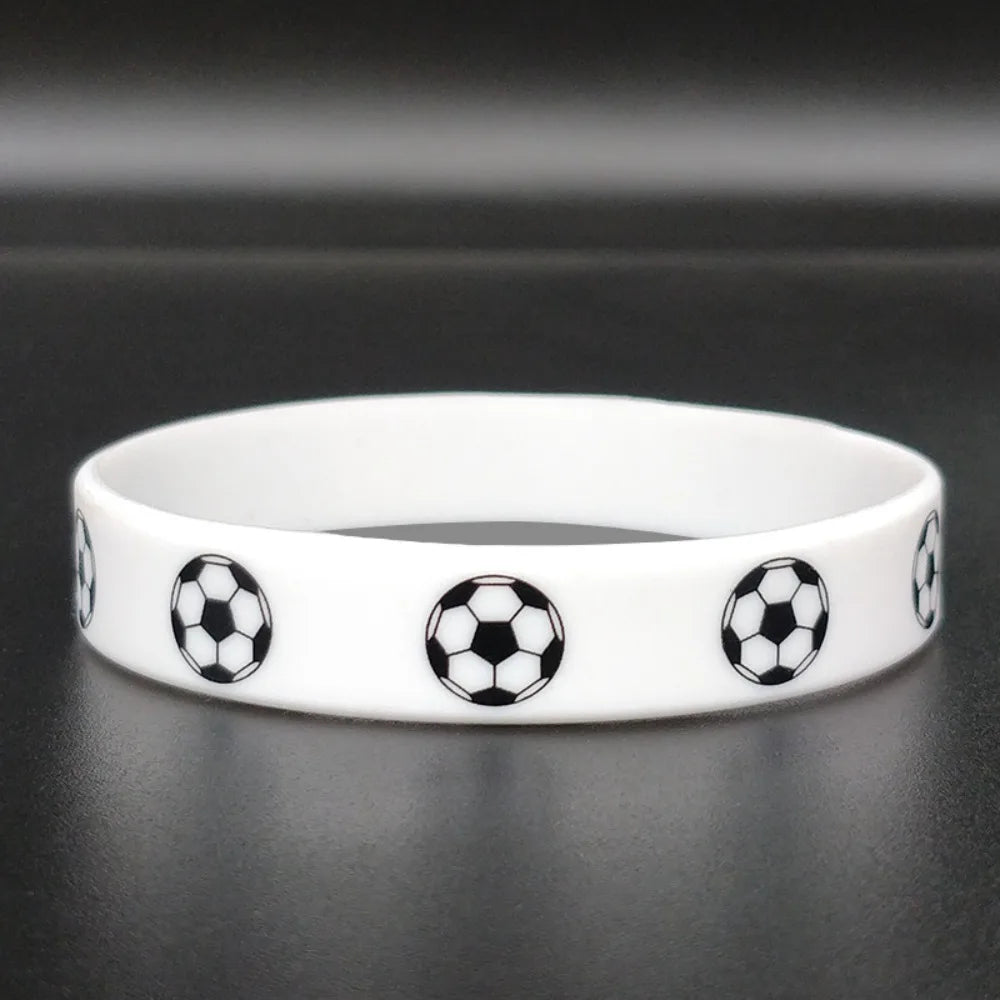 2pcs Printing Sports Soccer Silicone Bracelets  Euro 2024 Elastic Souvenir Sports Theme Bracelet Hand Circle