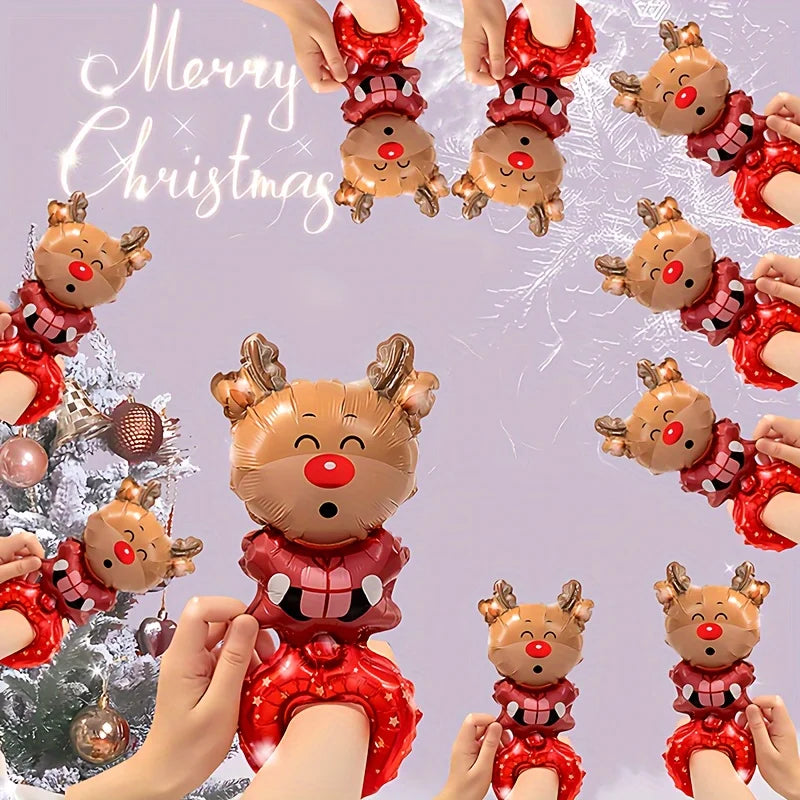 10/50 Wrist Balloons Santa Claus Snowman Gingerbread Man Reindeer Christmas Party New Year's Gifts Foil Wristband Balloons