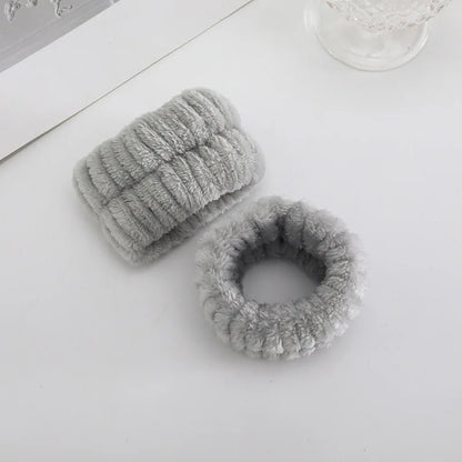 1/2/3Pcs Face Wash Absorbent Wristband Headband Hair Accessories Set Women Girls Coral Fleece Hair Bands Cuff Waterproof Bands