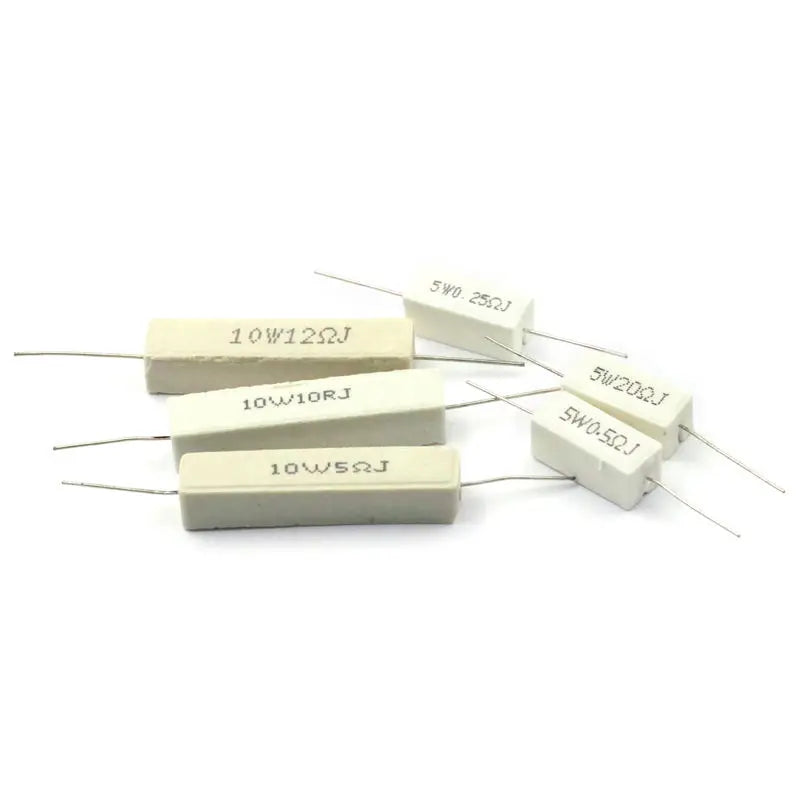 10PCS Cement Resistors 5W 5% 0.1 0.22 0.25 0.5 1 2.2 4.7 5 10 15 20 22 47 100 ohm Ceramic Resistors