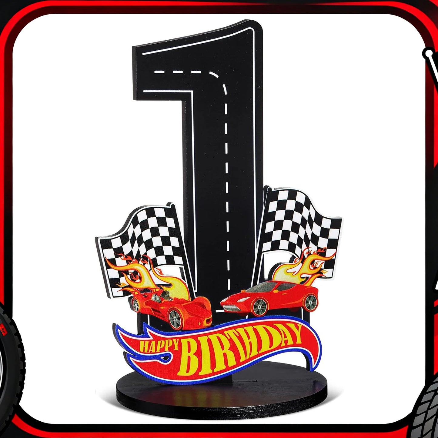 1pcs Race Car 1-9th Birthday Number Sign Centerpiece Race Car Theme Birthday Party Supplies Wooden Table Decoration Photo Props