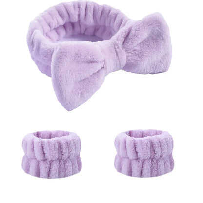 1/2/3Pcs Face Wash Absorbent Wristband Headband Hair Accessories Set Women Girls Coral Fleece Hair Bands Cuff Waterproof Bands