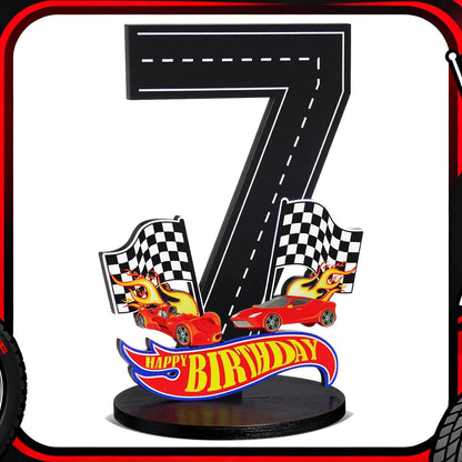 1pcs Race Car 1-9th Birthday Number Sign Centerpiece Race Car Theme Birthday Party Supplies Wooden Table Decoration Photo Props