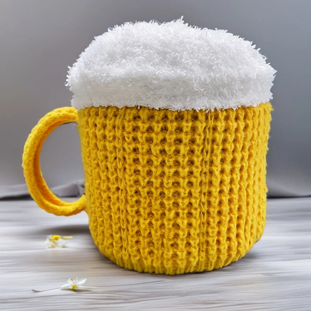 Novelty 3D Beer Mug Winter Hat Unisex Warm Beanie Cap Funny Gift for Beer Lovers Men Women Christmas Party Costume Accessory
