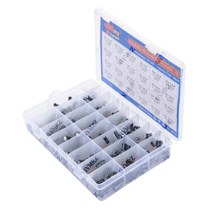 500PCS/lot 16-50V mix Electrolytic capacitor Assorted kit and storage box 0.1UF-1000UF 24Values Aluminum Electrolytic Capacitors