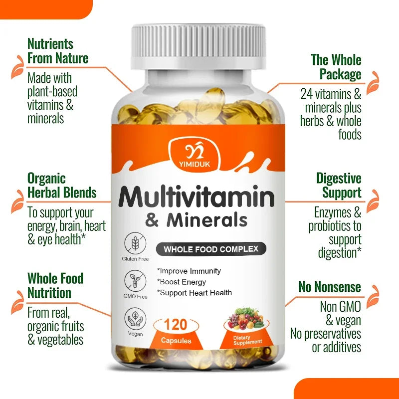 Multivitamin & Minerals Supplement,with Probiotics, Supports Digestive Health, Immunity, Heart Function, Energy & Antioxidant