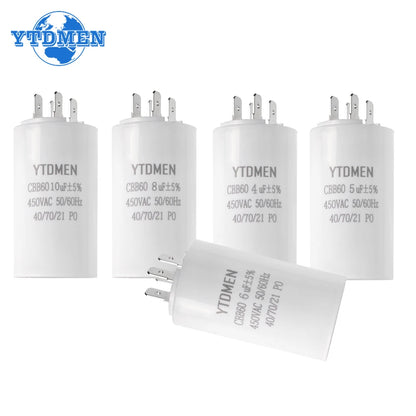 1PCS CBB60 Starting Capacitor 450VAC 4pin Double Insert Electric Replacement Motor Run Capacitors 4UF 5UF 6UF 8UF 16UF 20UF 60UF